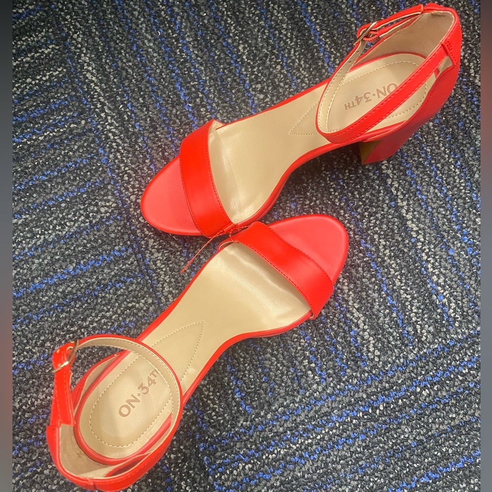 NWT Macy’s On-34th women’s red high heel sandals size 9M